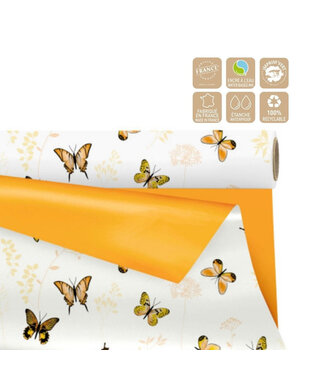 4A Double-Sided Matte Film on Roll “Floraison” | Colour: Orange | Width 80 centimetres | Length 25 metres | Per roll