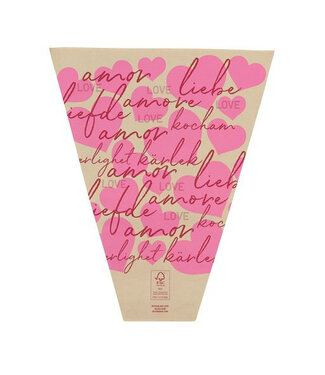 4A Bloemenhoes “Amour” | Kleur: Roze | Lengte 40 centimeter | Breedte 30 centimeter | Hoogte 12 centimeter | Per 25 hoezen