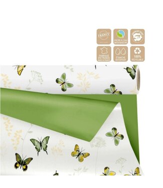 4A Film Mat Double Face en rouleau “Floraison” | Couleur : Vert | Largeur 80 centimètres | Longueur 25 mètres | Par rouleau