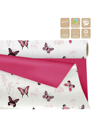 4A Zweiseitige Matte Folie auf Rolle „Floraison“ | Farbe: Fuchsia | Breite 80 Zentimeter | Länge 25 Meter | Pro Rolle