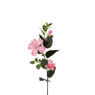 4A Hibiskus Kunstblume | Farbe: Hellrosa | Länge ± 81 Zentimeter | Pro 4 Kunstblumen
