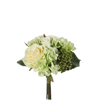 4A Rose/Hydrangea Bouquet Artificial Flowers | Colour: Cream | Height ± 22 centimetres | Per bouquet