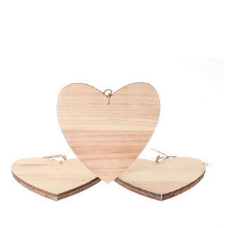4A Wooden Heart Hanging Decoration | Colour: Light Brown | Length 25 centimetres | Per 5 hearts