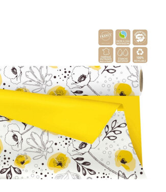 4A Tweezijdig Mat Folie op rol “Lilou” | Kleur: Geel | Breedte 80 centimeter | Lengte 25 meter | Per rol