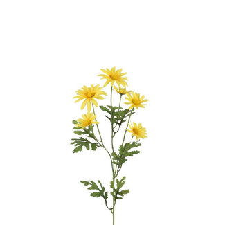 4A Fleur Artificielle Marguerite | Couleur : Jaune | Fleurs artificielles Bellis Perennis | Longueur ± 70 centimètres | Par 6 fleurs artificielles