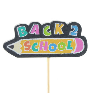 4A Bijsteker “Back 2 school” | Kleur: Gemengde Kleuren | Diameter 4.5 centimeter | Lengte bijsteker ± 50 centimeter | Per 25 bijstekers
