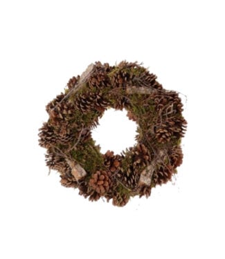 4A Pine Cone Wooden Wreath | Colour: Green | Diameter 30 centimetres | Per wreath