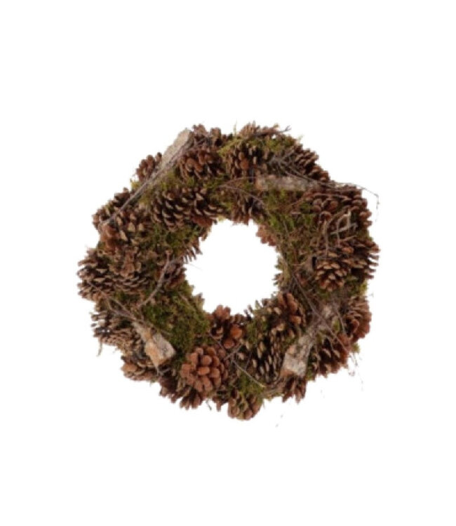 Couronne en Bois de Pommes de Pin | Couleur : Vert | Diamètre 30 centimètres | Par couronne