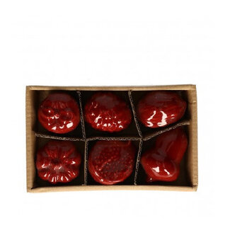 4A Fruit décoratif | Couleur : Rouge | Hauteur 5,5 centimètres | Par 6 pièces