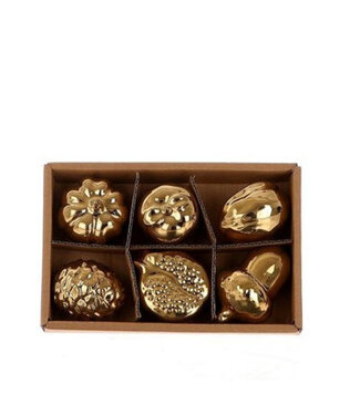 4A Decoratie Fruit | Kleur: Goud | Hoogte 5.5 centimeter | Per 6 stuks