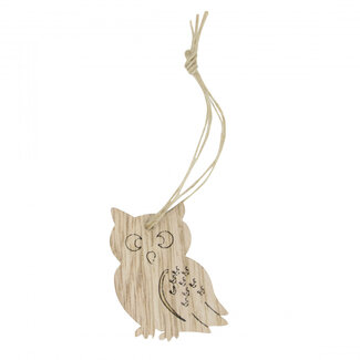 4A Pendentif Hibou en Bois | Couleur : Naturel Brun Clair | Longueur 5 centimètres | Par 24 pendentifs