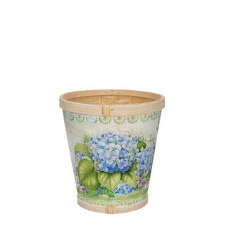 4A Pot de fleurs en bois Hortensia | Couleur : Turquoise | Diamètre 13 centimètres | Hauteur 14 centimètres | Par 10 pots de fleurs
