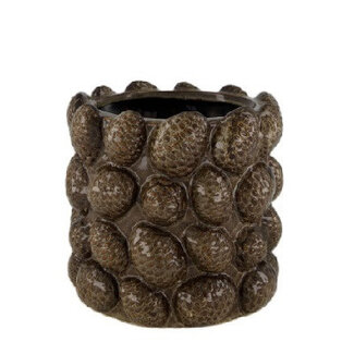 4A Ceramic Pine Cone Flower Pot Plant Pot | Colour: Dark Brown | Diameter 18 centimetres | Height 17 centimetres | Per 8 flower pots