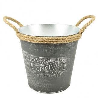 4A Pot de fleurs en zinc "Provence" | Couleur : Gris | Diamètre 21,5 centimètres | Hauteur 21 centimètres | Par 10 pots de fleurs