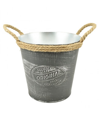 4A Zinken Bloempot Plantenpot “Provence” | Kleur: Grijs | Diameter 21.5 centimeter | Hoogte 21 centimeter | Per 10 bloempotten