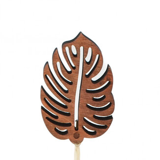 4A Leaf Stake | Colour: Brown | Stake length ± 20 centimetres | Leaf width 4 centimetres | Leaf length 6 centimetres | Per 12 stakes