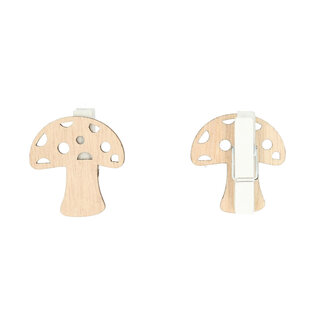 4A Decoratie Paddenstoel Knijper | Kleur: Naturelle Lichtbruin | Lengte 3.5 centimeter | Per 36 knijpers