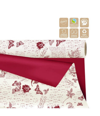 4A Film mat double face sur rouleau “Romance” | Couleur : Bordeaux | Largeur 80 centimètres | Longueur 25 mètres | Par rouleau
