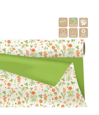 4A Zweiseitige Matte Folie auf Rolle „Flowers“ | Farbe: Grün | Breite 80 Zentimeter | Länge 25 Meter | Pro Rolle