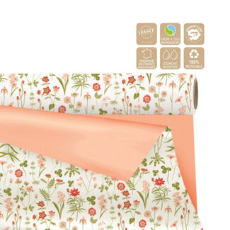 4A Double-sided Foil on Roll “Flowers” | Colour: Mixed Colours and Apricot | Width 80 centimetres | Length 25 metres | Per roll
