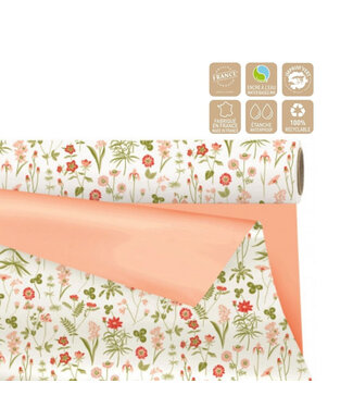 4A Double-sided Foil on Roll “Flowers” | Colour: Mixed Colours and Apricot | Width 80 centimetres | Length 25 metres | Per roll