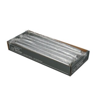 4A Bougie Gothique | Couleur : Argenté | Diamètre 2,3 centimètres | Longueur 25 centimètres | Par 12 bougies