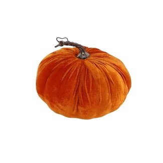 4A Décoration de Citrouille en Velours | Couleur : Orange | Hauteur 18 centimètres | Par citrouille