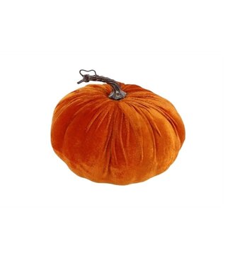 4A Décoration de Citrouille en Velours | Couleur : Orange | Hauteur 18 centimètres | Par citrouille