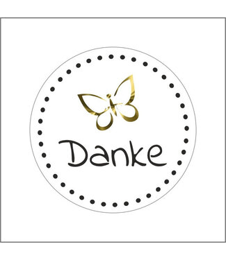 4A Étiquette de carte avec texte allemand “Danke” | Couleur : Blanc Naturel | Diamètre 39 millimètres | Par 500 étiquettes