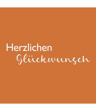 4A Label Card with German text “Glückwunsch” | Colour: Orange | Width 7 centimetres | Height 7 centimetres | Per 20 labels