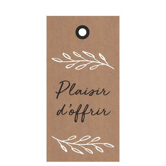 4A Label Card with French text “Plaisir d’offrir” | Colour: Light Brown | Width 5 centimetres | Height 10 centimetres | Per 20 labels