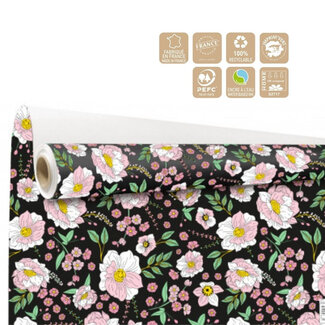 4A Papier auf Rolle Blumenmotiv „Olga“ | Farbe: Gemischte Farben Rosa | Breite 80 Zentimeter | Länge 40 Meter | Pro Rolle