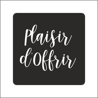 4A Label Sticker met Franse tekst “Plaisir d’Offrir” | Kleur: Zwart | Diameter 39 millimeter | Per 500 stickers