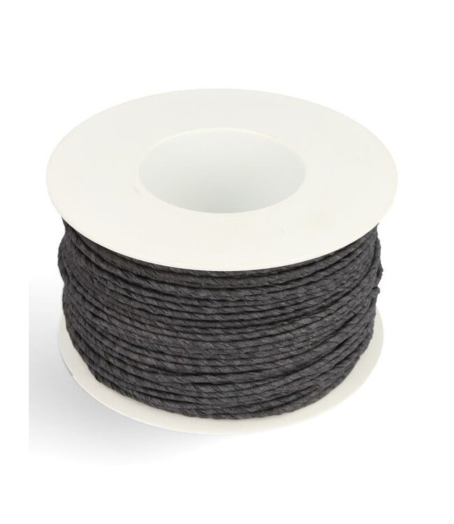 Schwarzes Papierdrahtseil | Durchmesser 2 Millimeter | Länge 100 Meter | Pro Stück bestellbar