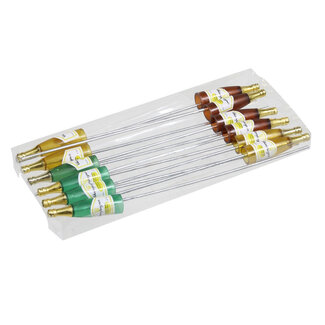 4A Champagnefles Bijsteker | Kleur: Gemengde Kleuren | Lengte champagnefles 7.5 centimeter | Lengte bijsteker ± 27 centimeter | Per 10 bijstekers