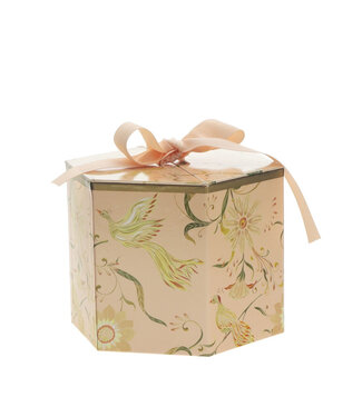 4A Porte-bouquet “Boîte à chapeaux Oiseaux” | Couleur : Rose | Diamètre 15 centimètres | Hauteur 13 centimètres | Par 6 porte-bouquets