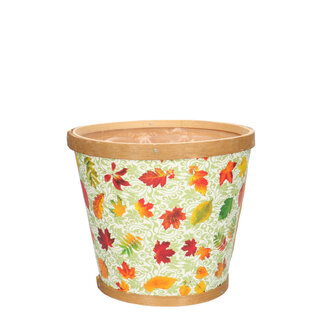 4A Wooden Flower Pot Planter Leaf "Autumn" | Colour: Mixed Colours | Diameter 17 centimetres | Height 15 centimetres | Per 10 flower pots