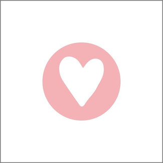 4A Sticker with Heart | Colour: Pink | Diameter 25 millimetres | Per 500 stickers