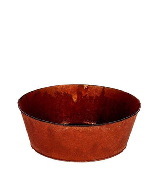 4A Zinken Bak Bloempot Plantenpot “Evan” | Kleur: Bruin | Diameter 25 centimeter | Hoogte 7.5 centimeter | Per 10 bakken