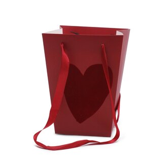 4A Tas "Velvet Love" | Kleur: Rood | Lengte 15 centimeter | Breedte 11 centimeter | Hoogte 20 centimeter | Per 10 tassen