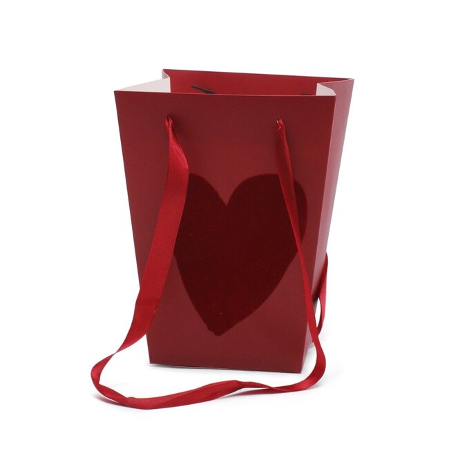 Sac "Velvet Love" | Couleur : Rouge | Longueur 15 centimètres | Largeur 11 centimètres | Hauteur 20 centimètres | Par 10 sacs