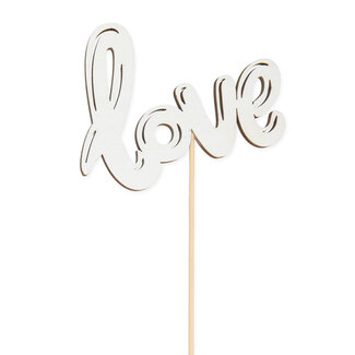 4A Bijsteker en bois “Love” | Couleur : Blanc Naturel | Largeur 10 centimètres | Longueur ± 50 centimètres | Par 24 bijstekers