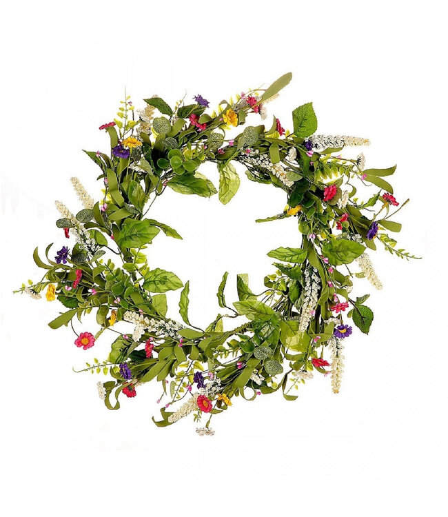 Couronne en Soie "Printemps Fleuri" | Couleur : Vert | Diamètre 54 centimètres | Par couronne