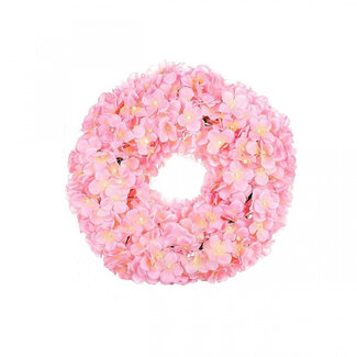 4A Couronne d'Hortensia en Soie | Couleur : Rose | Diamètre 30 centimètres | Par couronne