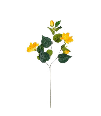 4A Hibiskus Kunstblume | Farbe: Gelb | Länge ± 76 Zentimeter | Pro 12 Kunstblumen