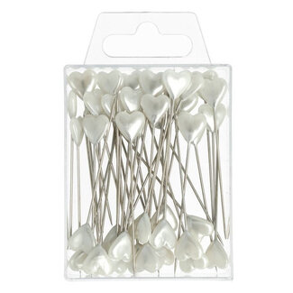 4A Pins with Heart Button | Colour: Natural White | Diameter 10 millimetres | Per 40 pins