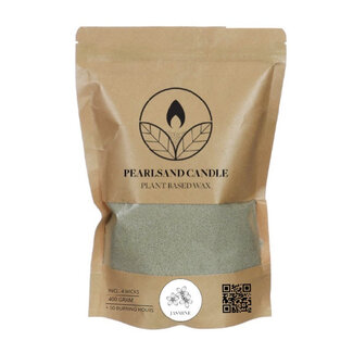 4A Pearlsand Parelmoer Kaarsvet + 4 lonten | Geur: Jasmijn | Kleur: Lichtgroen | Per 400 gram