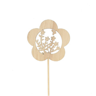 4A Blumenstecker „Flori“ | Farbe: Hellbraun | Durchmesser Blume 7 Zentimeter | Länge Stecker ± 50 Zentimeter | Pro 25 Stecker