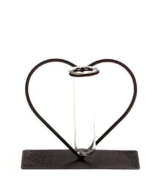4A Heart with Glass Tube Vase | Colour: Grey | Length 14 centimetres | Width 6 centimetres | Height 13 centimetres | Per 12 hearts