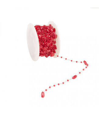 4A Bead Garland Wire with Hearts | Colour: Red | Heart Diameter 10 millimetres | Length 10 metres | Per bead garland